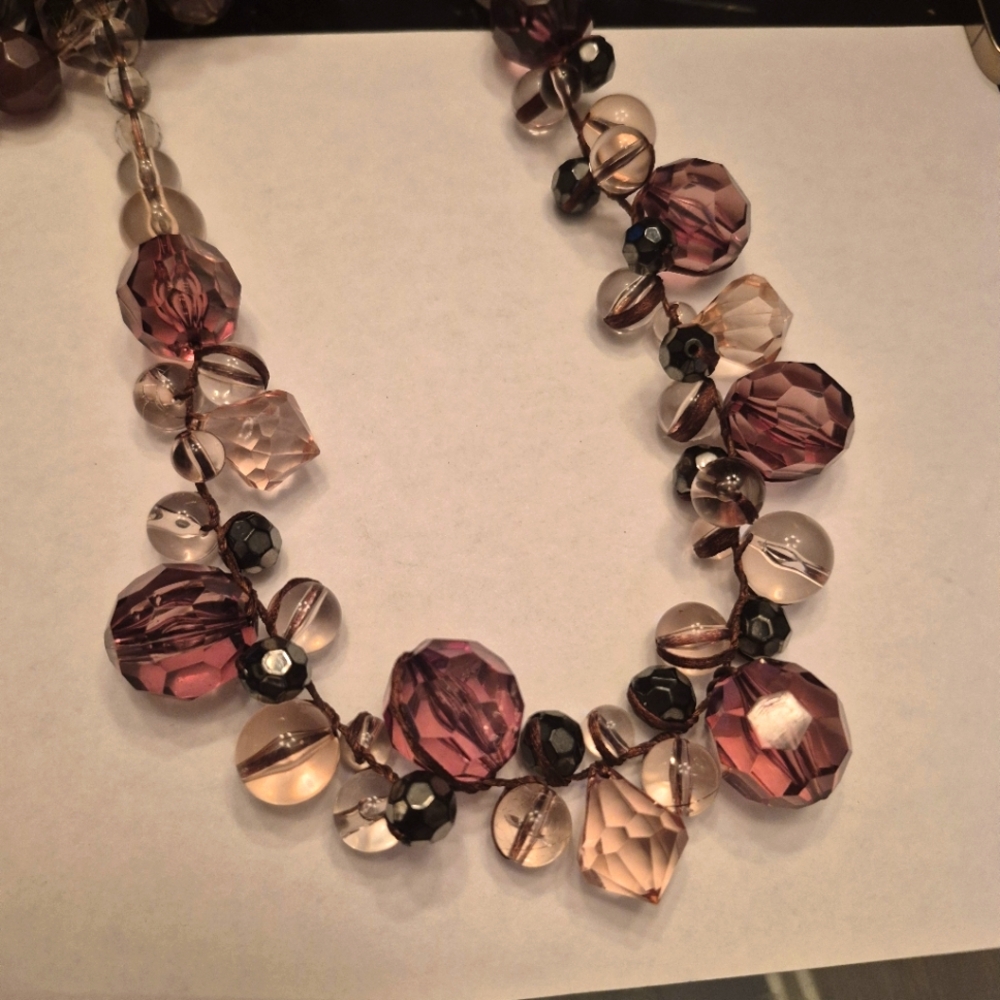 Mark Purple and Black Necklace with Intricate Bead Design